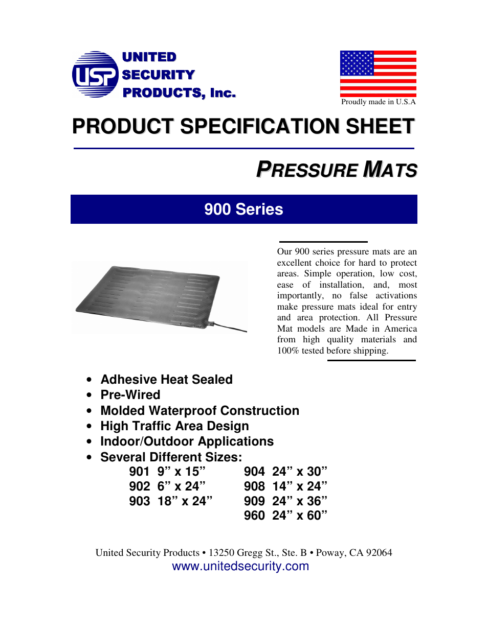 United Security 900 Series User Manual | 1 page