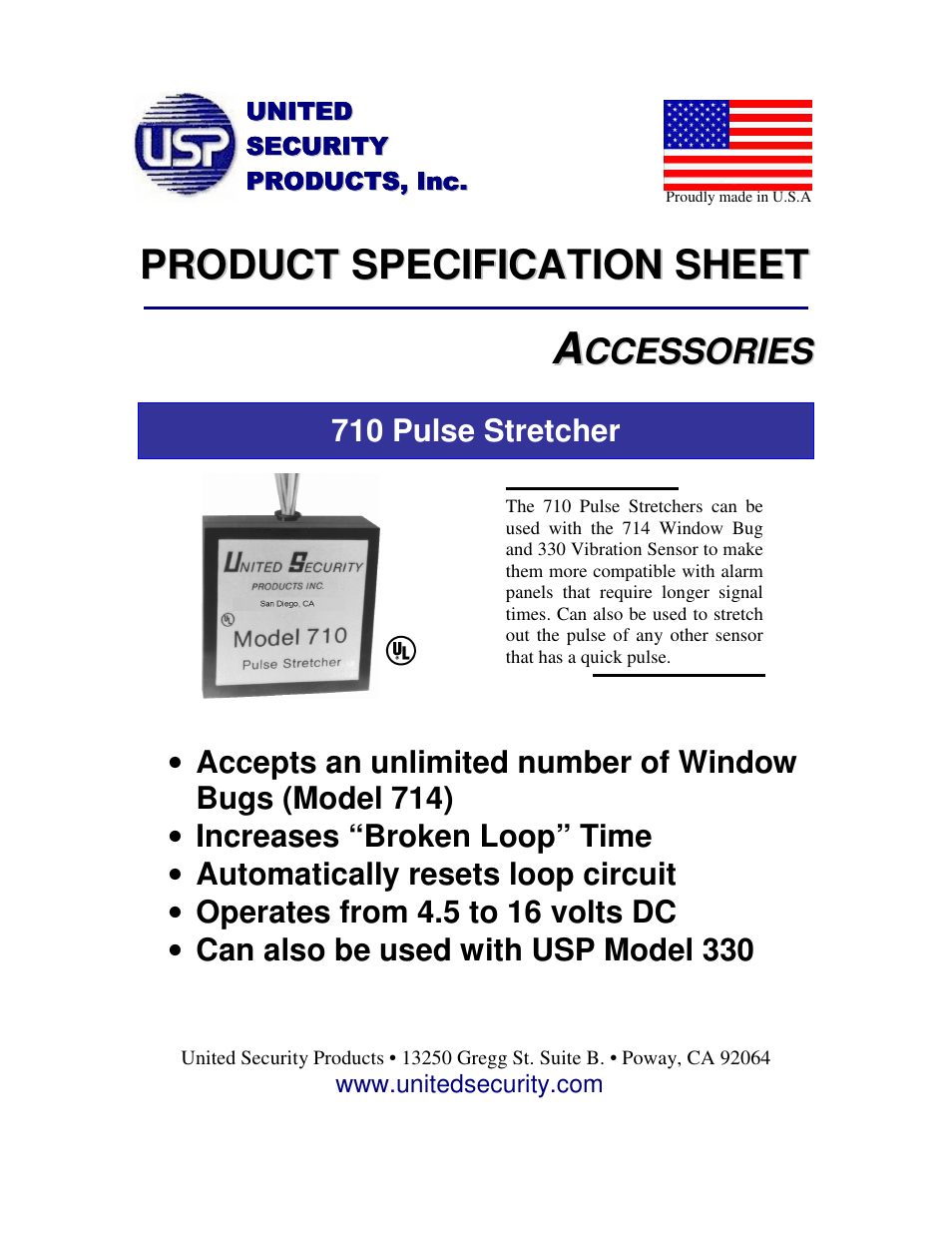 United Security 710 User Manual | 1 page
