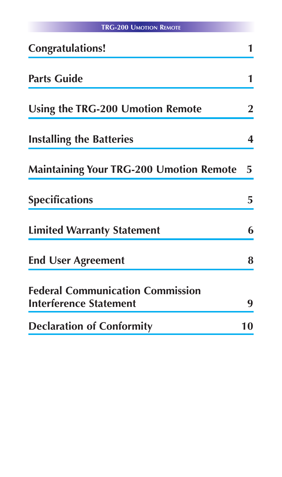 Universal Remote Control (URS) TRG-200 User Manual | Page 3 / 18