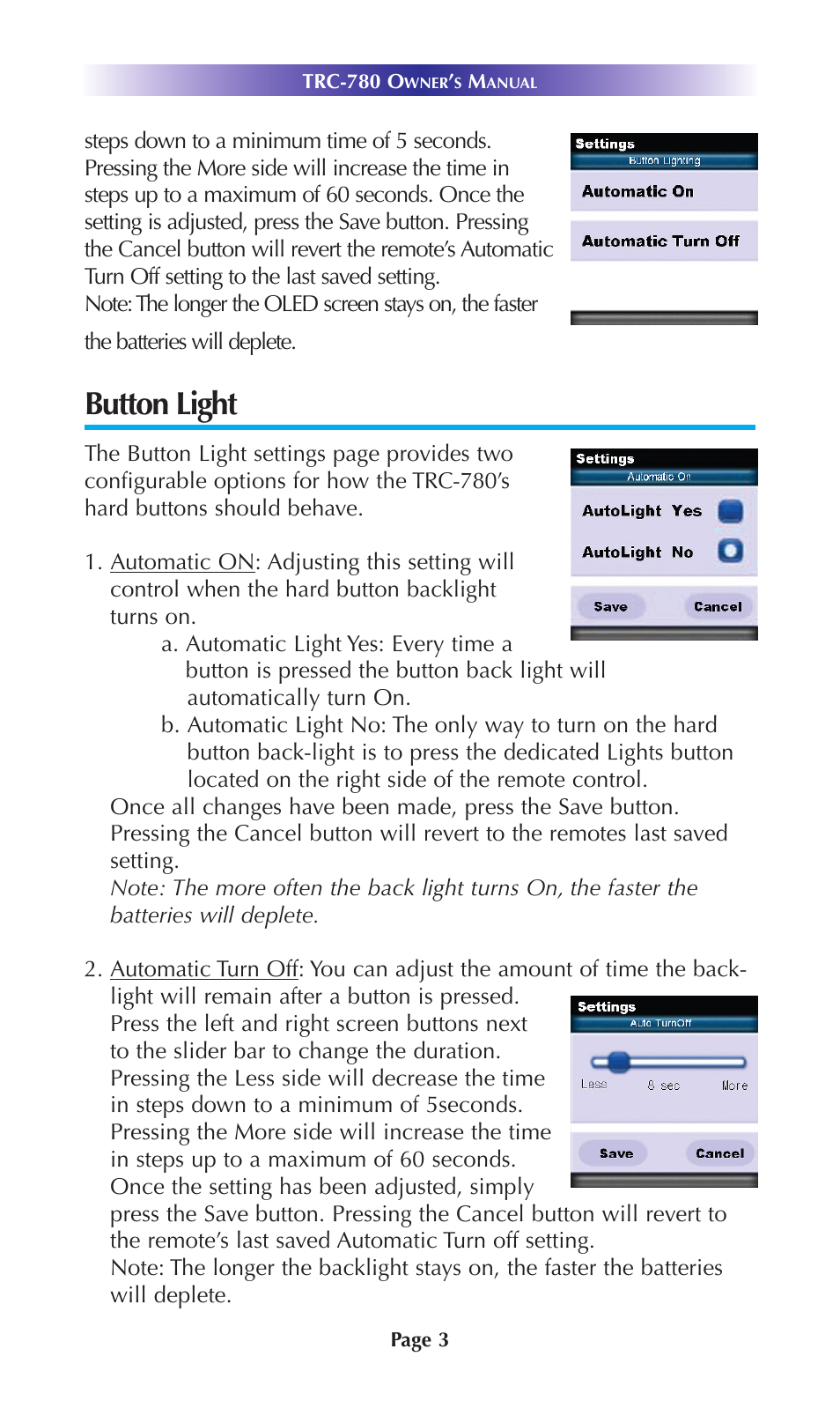 Button light | Universal Remote Control (URS) TRC-780 User Manual | Page 6 / 18