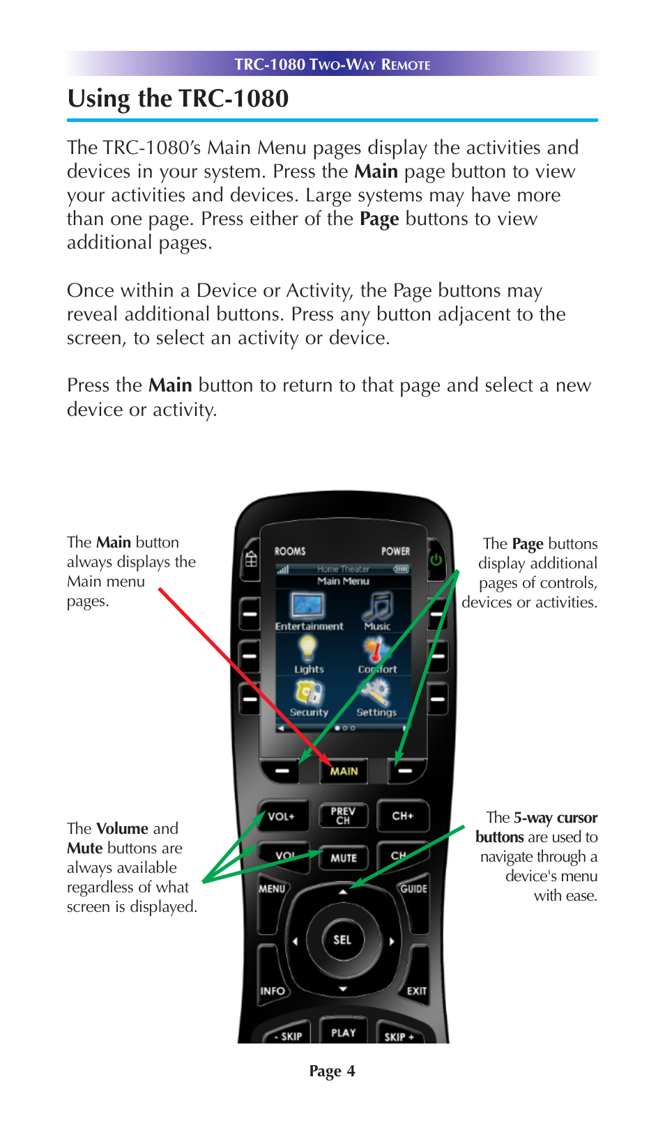 Using the trc-1080 | Universal Remote Control (URS) TRC-1080 User Manual | Page 7 / 23