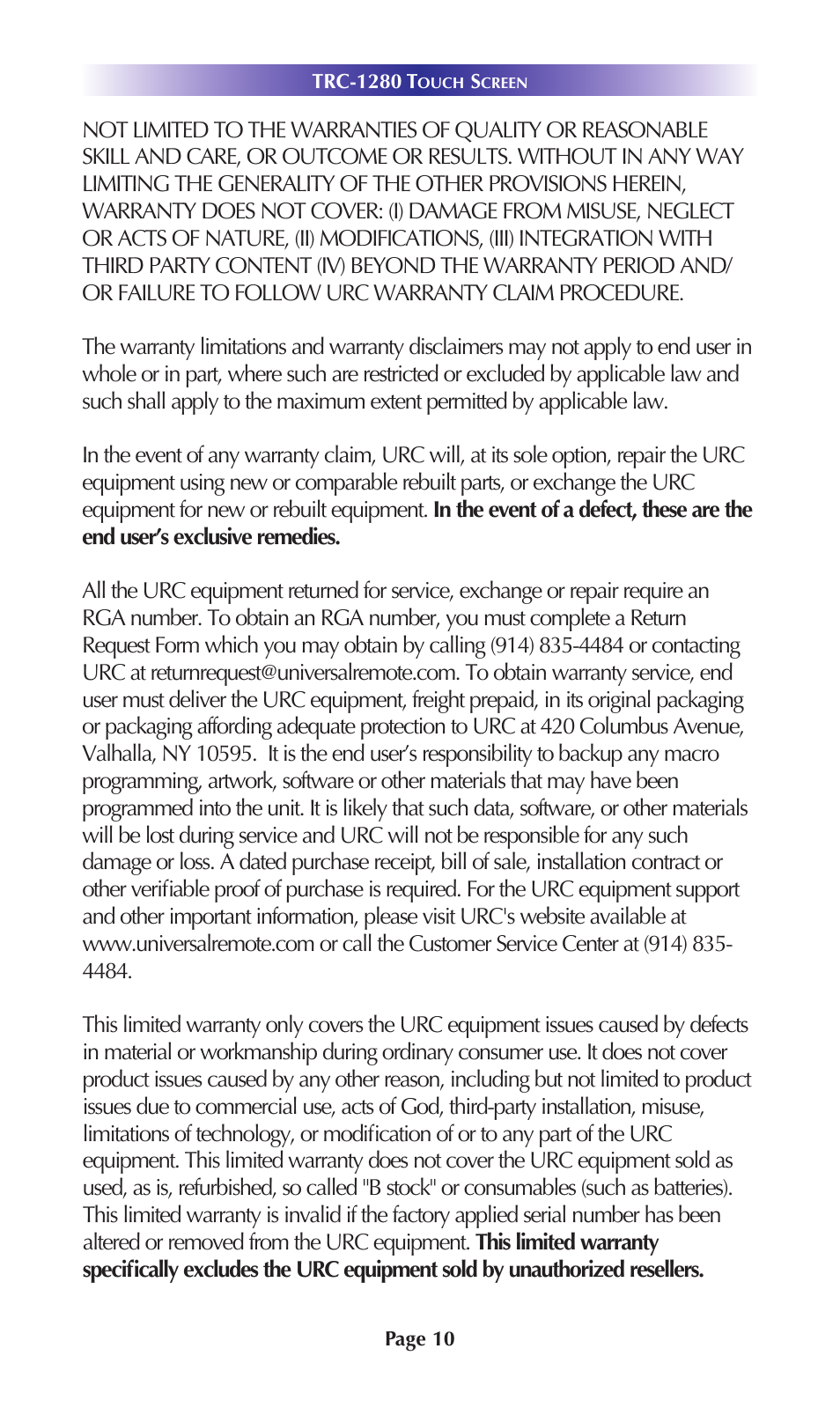 Universal Remote Control (URS) TRC-1280 User Manual | Page 13 / 21