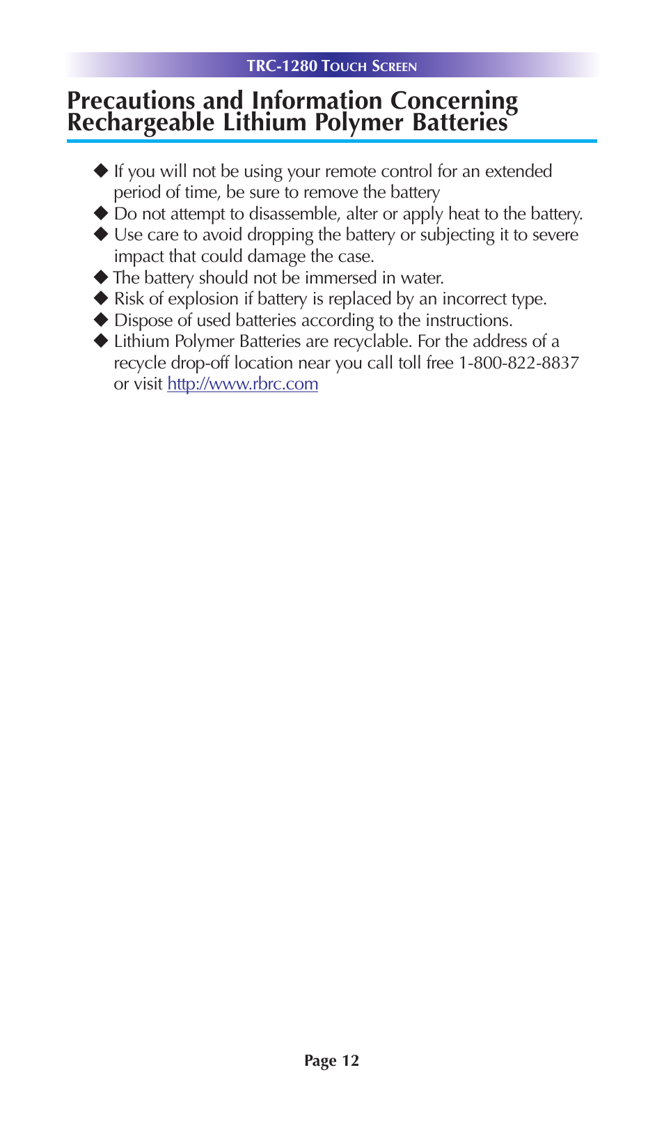 Universal Remote Control (URS) TRC-1280 User Manual | Page 15 / 21