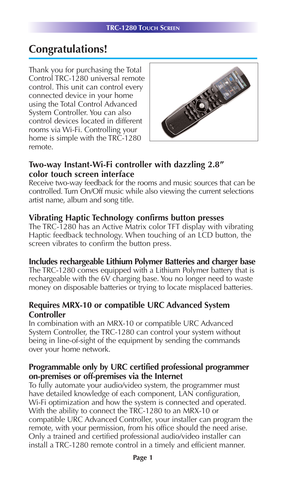 Universal Remote Control (URS) TRC-1280 User Manual | Page 4 / 21