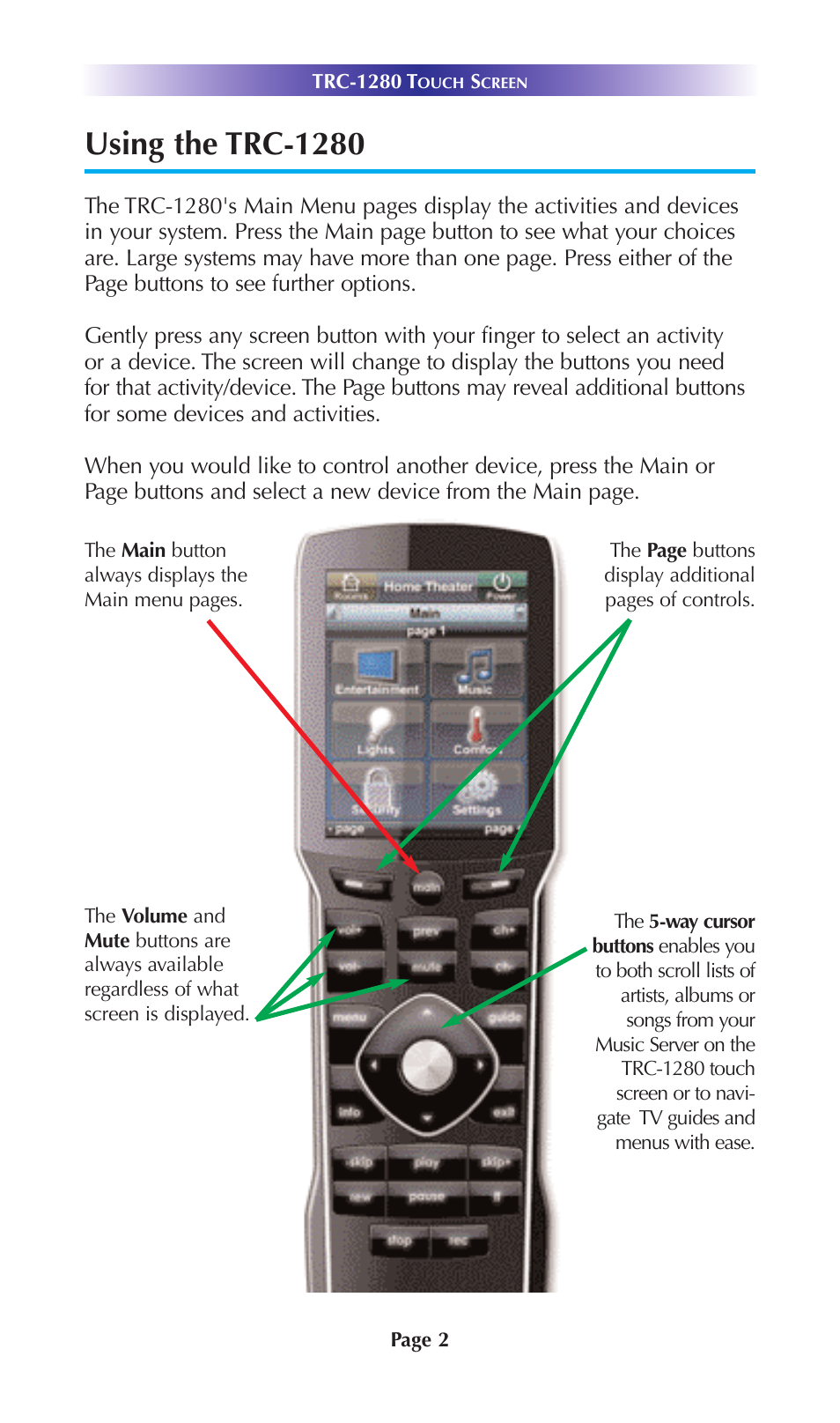 Using the trc-1280 | Universal Remote Control (URS) TRC-1280 User Manual | Page 5 / 21