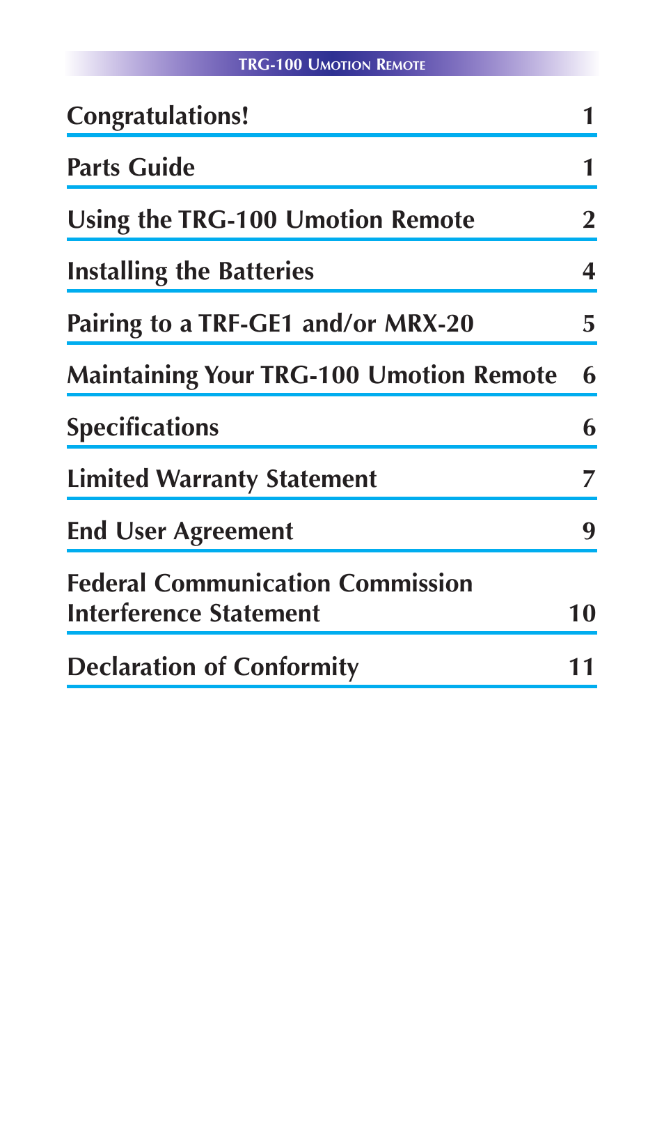 Universal Remote Control (URS) TRG-200 User Manual | Page 3 / 19