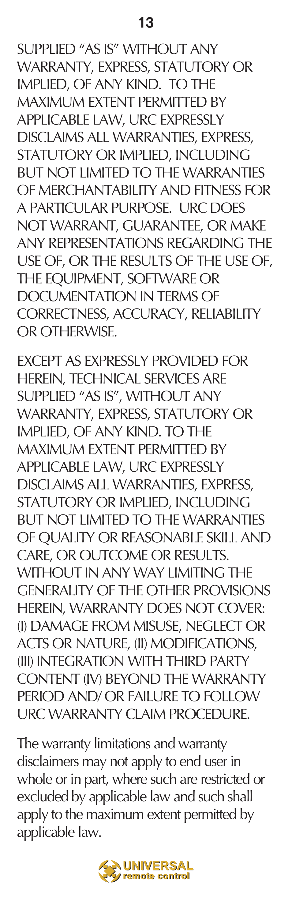 Universal Remote Control (URS) MX-850 User Manual | Page 16 / 20