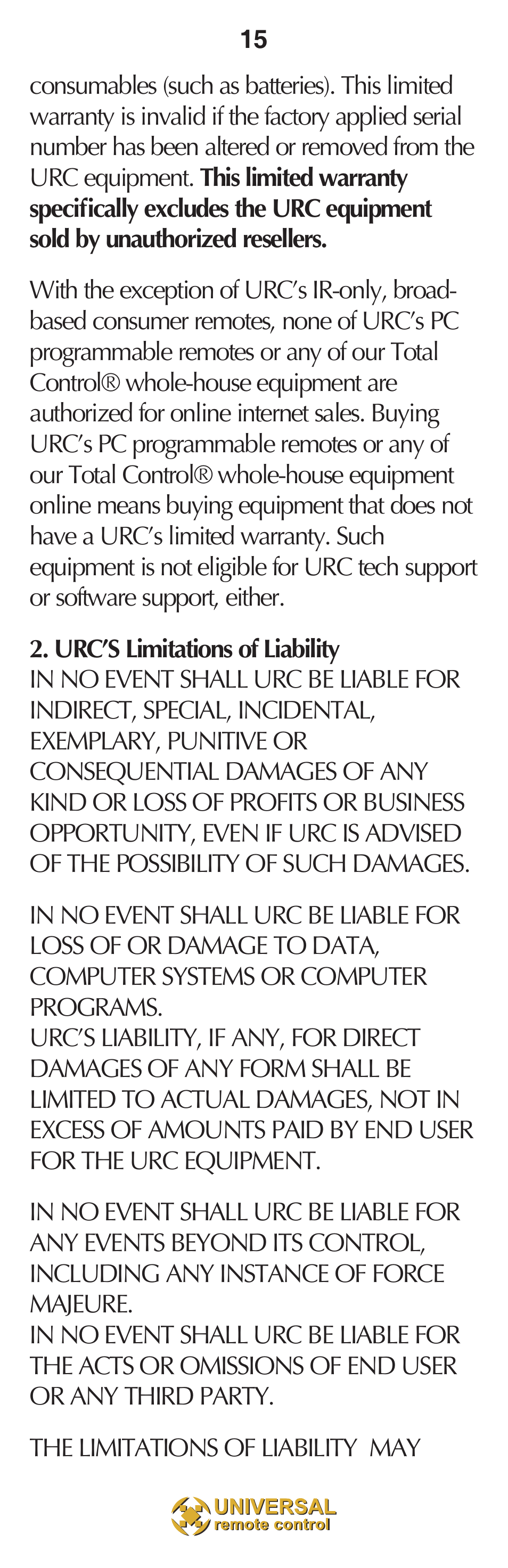 Universal Remote Control (URS) MX-850 User Manual | Page 18 / 20