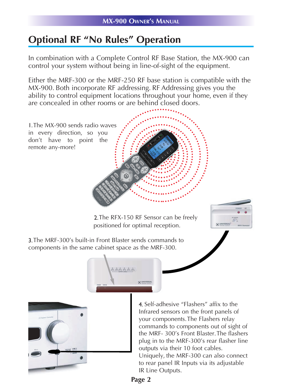 Optional rf “no rules” operation | Universal Remote Control (URS) MX-900 User Manual | Page 5 / 19