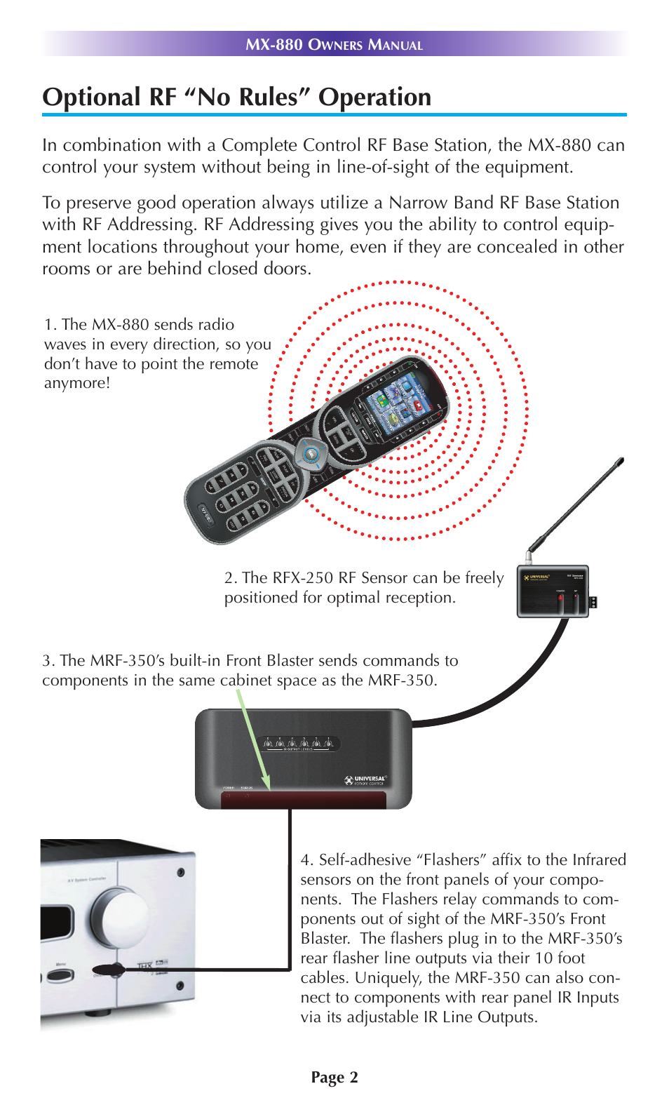 Optional rf “no rules” operation | Universal Remote Control (URS) MX-880 User Manual | Page 5 / 22