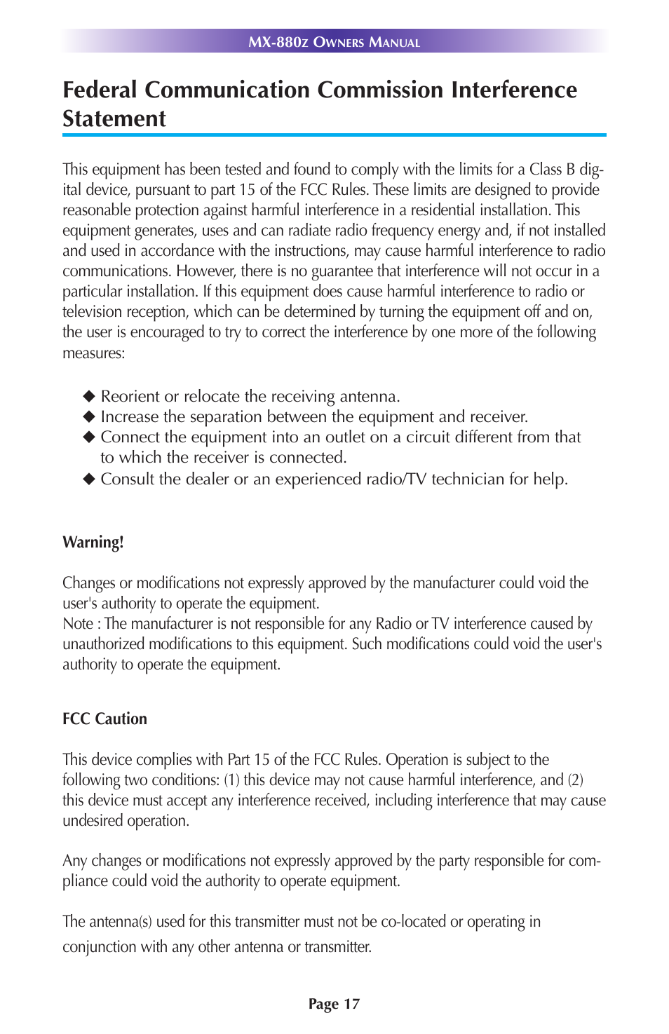 Universal Remote Control (URS) MX-880Z User Manual | Page 20 / 24