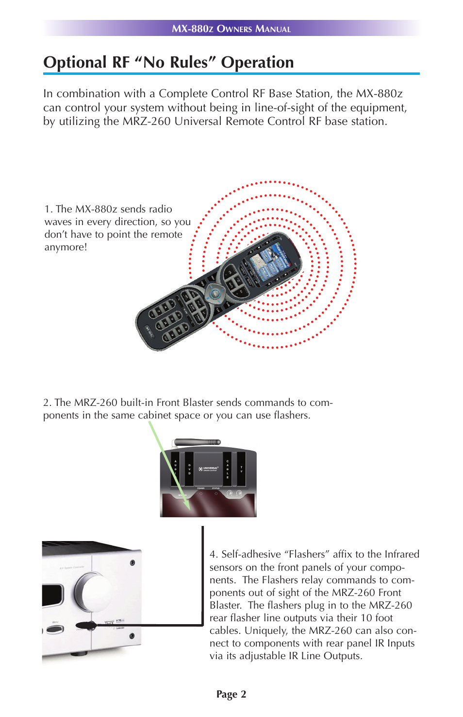 Optional rf “no rules” operation | Universal Remote Control (URS) MX-880Z User Manual | Page 5 / 24