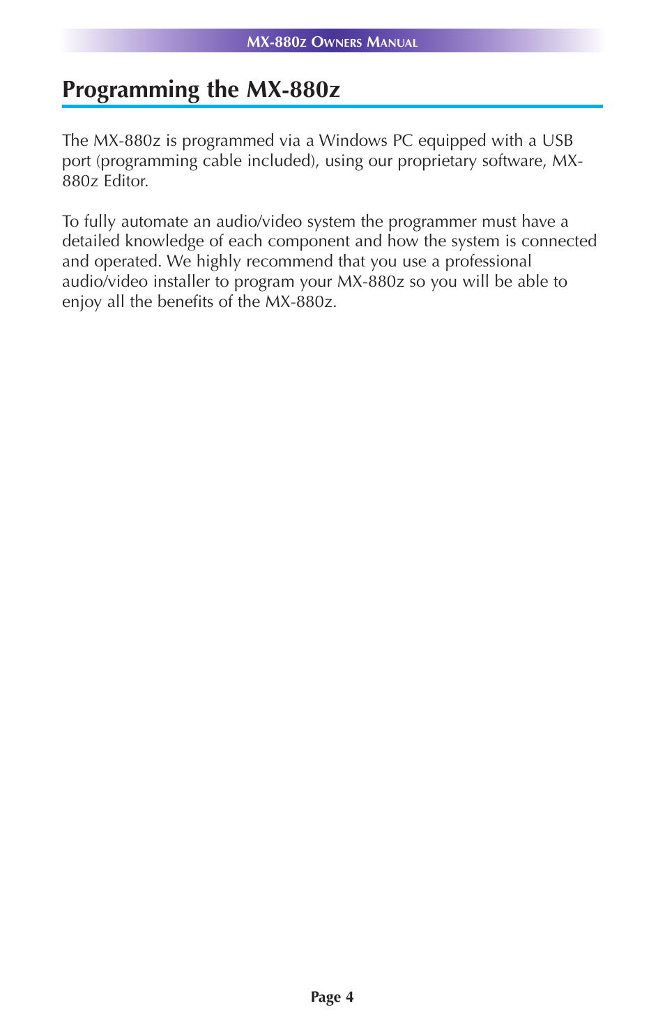 Programming the mx-880z | Universal Remote Control (URS) MX-880Z User Manual | Page 7 / 24