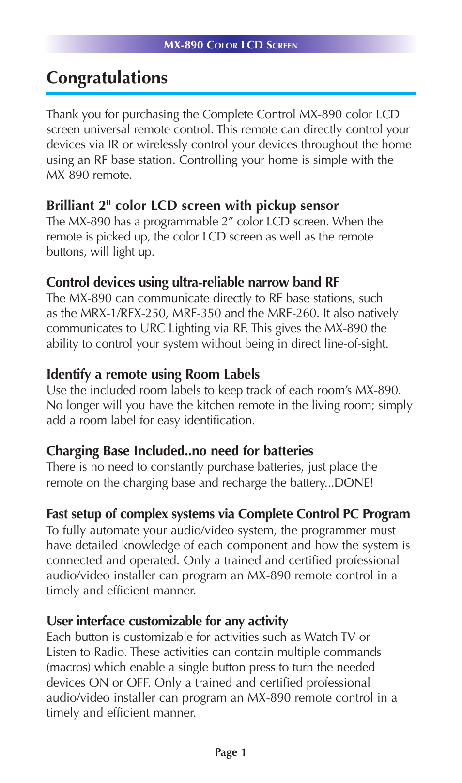 Universal Remote Control (URS) MX-890 User Manual | Page 4 / 21