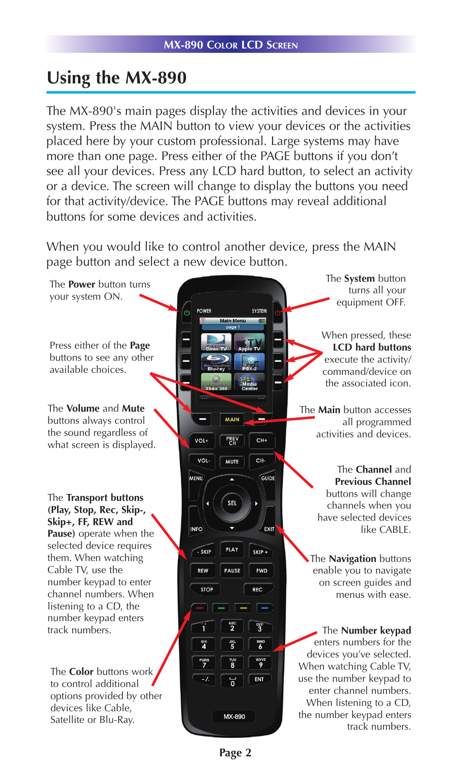 Using the mx-890 | Universal Remote Control (URS) MX-890 User Manual | Page 5 / 21