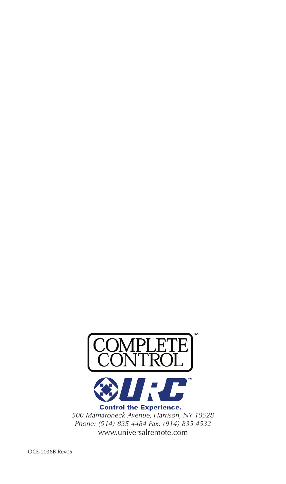 Universal Remote Control (URS) MX-980 User Manual | Page 20 / 20