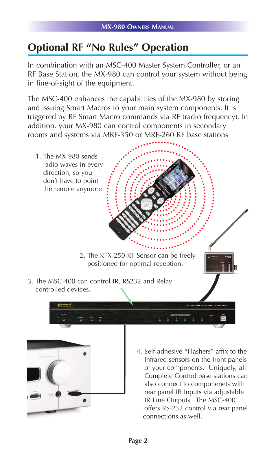 Optional rf “no rules” operation | Universal Remote Control (URS) MX-980 User Manual | Page 5 / 20