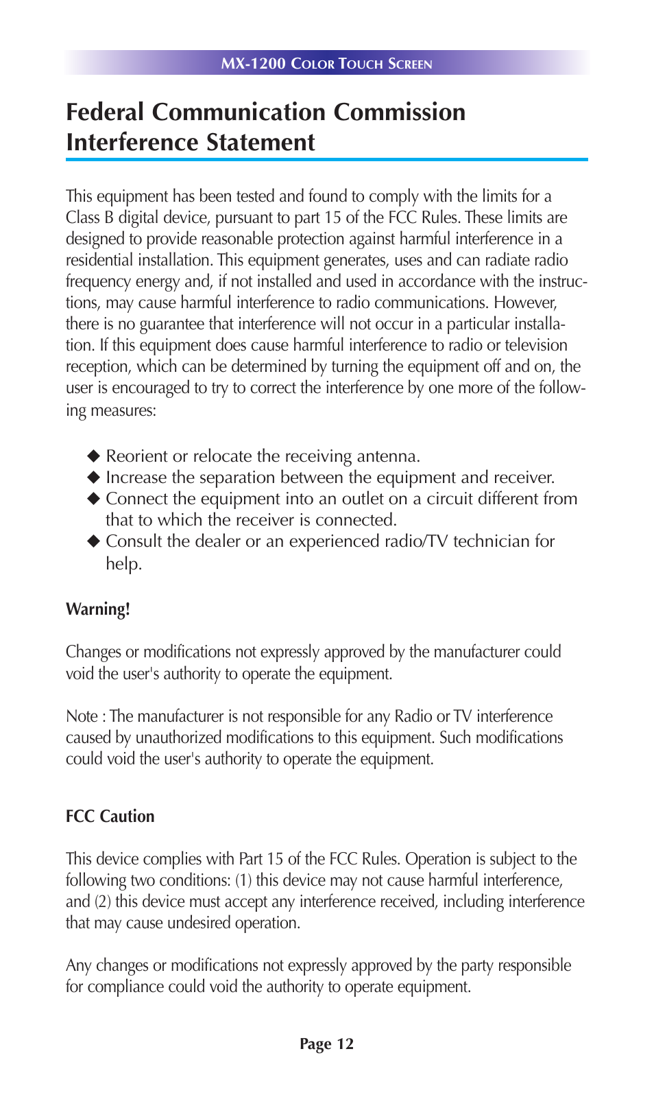 Universal Remote Control (URS) MX-1200 User Manual | Page 15 / 20