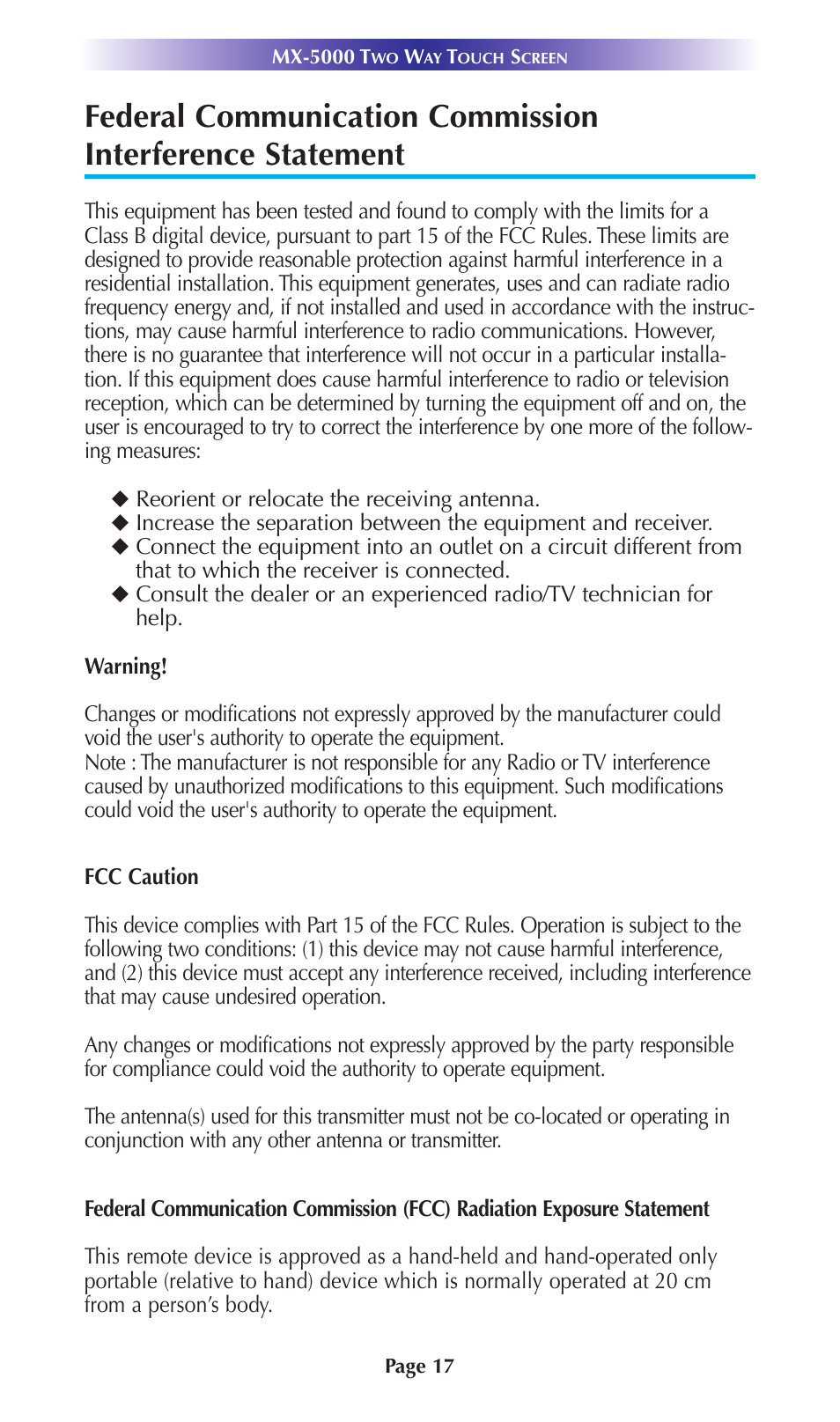 Universal Remote Control (URS) MX-5000 User Manual | Page 20 / 24