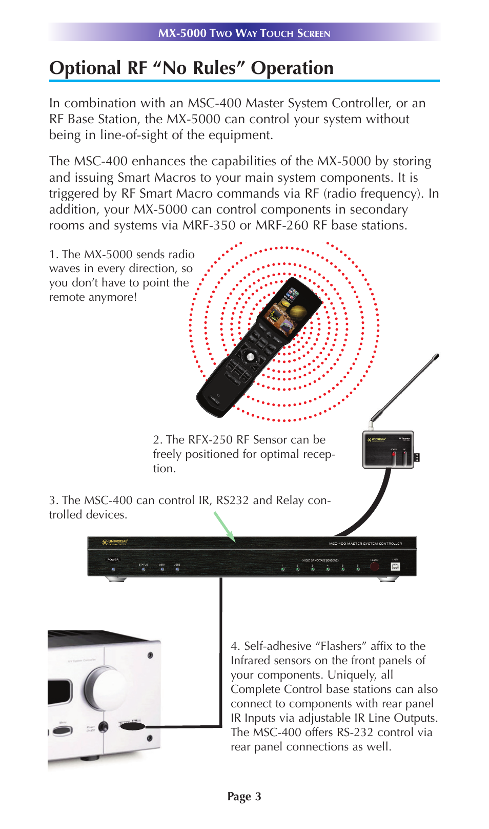 Optional rf “no rules” operation | Universal Remote Control (URS) MX-5000 User Manual | Page 6 / 24