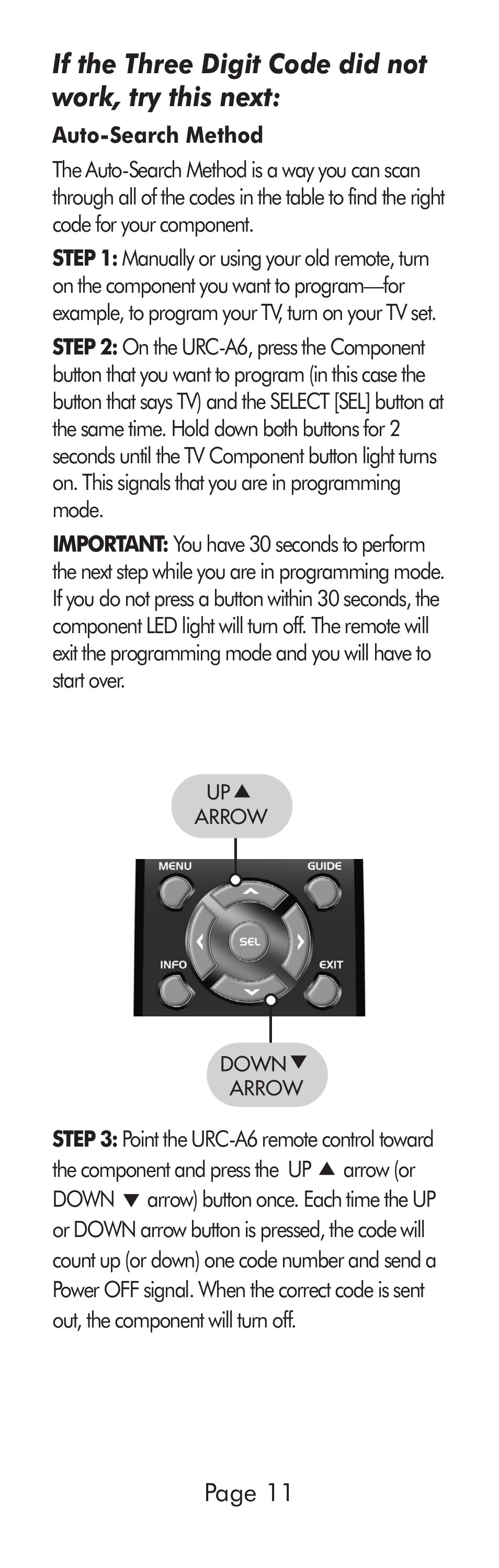 Universal Remote Control (URS) A6 User Manual | Page 11 / 48