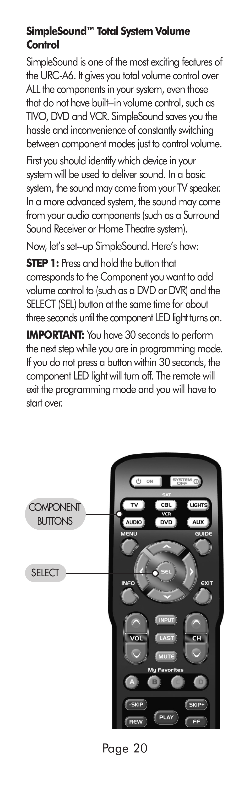 Page 20 | Universal Remote Control (URS) A6 User Manual | Page 20 / 48