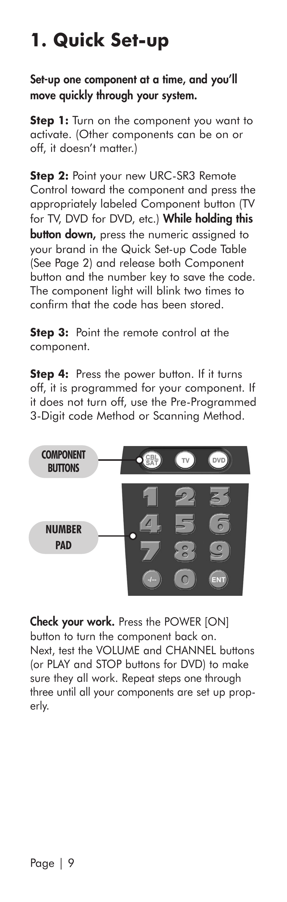 Quick set-up | Universal Remote Control (URS) SR3 User Manual | Page 10 / 52