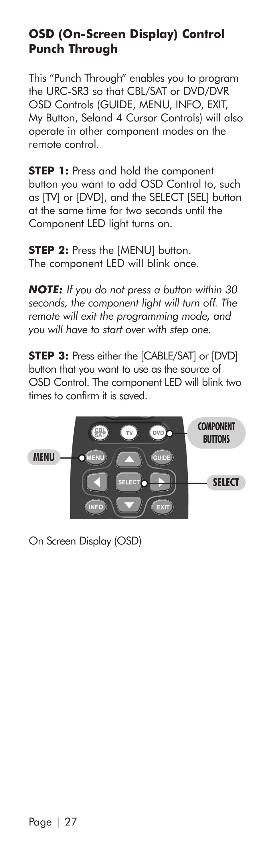 Universal Remote Control (URS) SR3 User Manual | Page 28 / 52