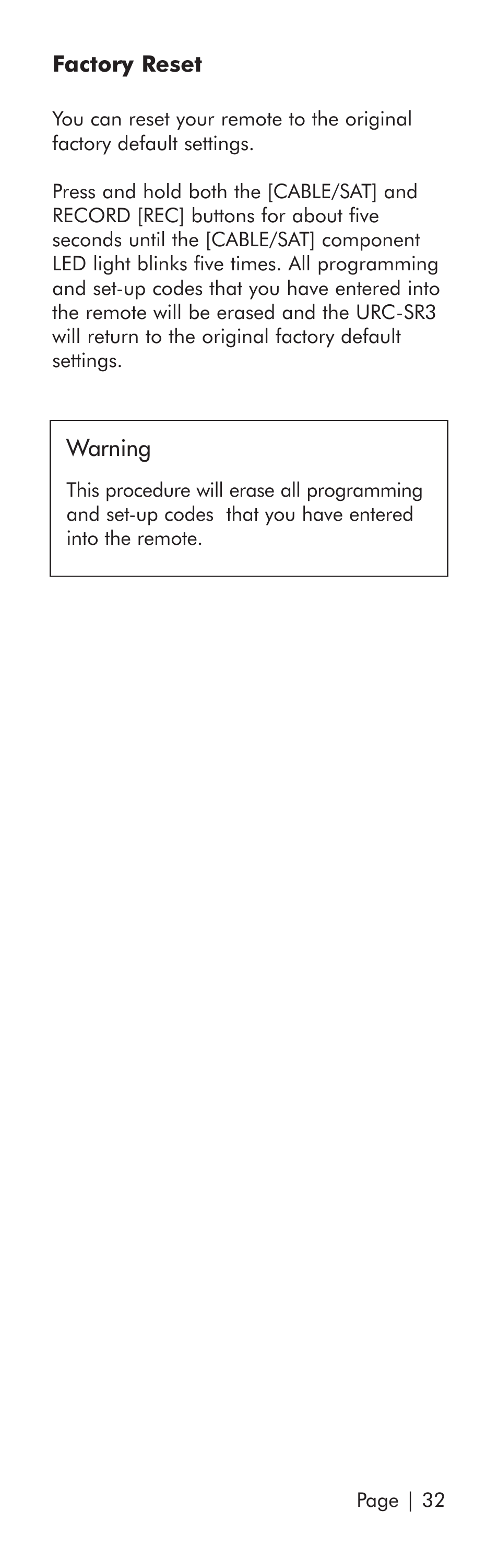 Universal Remote Control (URS) SR3 User Manual | Page 33 / 52
