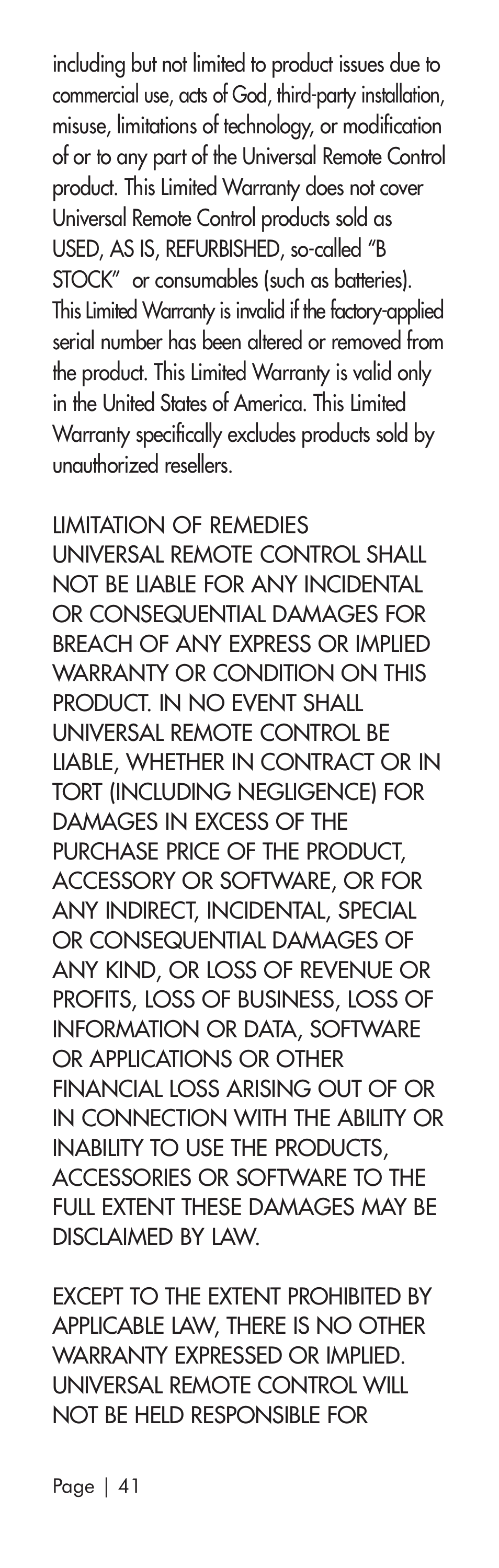 Universal Remote Control (URS) SR3 User Manual | Page 42 / 52