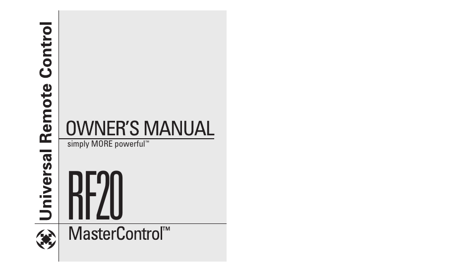 Universal Remote Control (URS) RFS200 User Manual | 61 pages