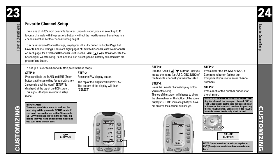 Customizing | Universal Remote Control (URS) RFS200 User Manual | Page 13 / 61