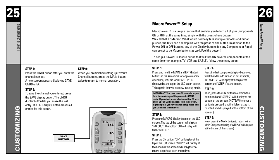 Customizing | Universal Remote Control (URS) RFS200 User Manual | Page 14 / 61