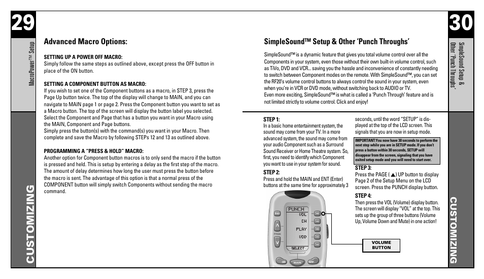 Customizing | Universal Remote Control (URS) RFS200 User Manual | Page 16 / 61