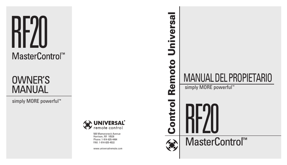 Rf20 | Universal Remote Control (URS) RFS200 User Manual | Page 36 / 61