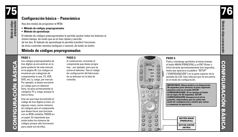 Configuración básica | Universal Remote Control (URS) RFS200 User Manual | Page 40 / 61