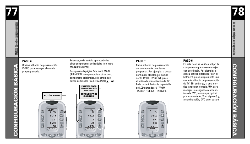Configuración básica | Universal Remote Control (URS) RFS200 User Manual | Page 41 / 61