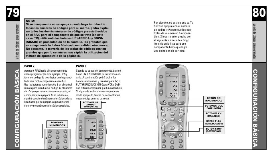 Configuración básica | Universal Remote Control (URS) RFS200 User Manual | Page 42 / 61