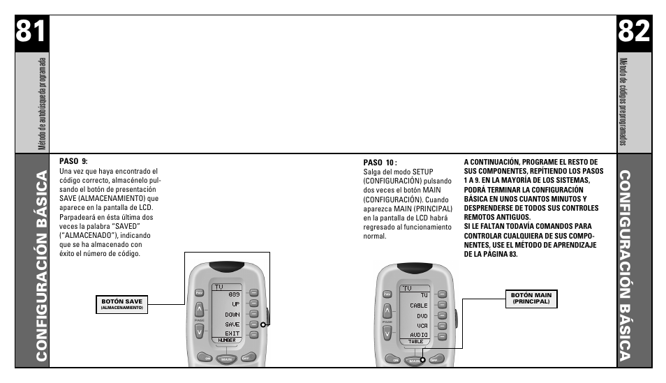 Configuración básica | Universal Remote Control (URS) RFS200 User Manual | Page 43 / 61