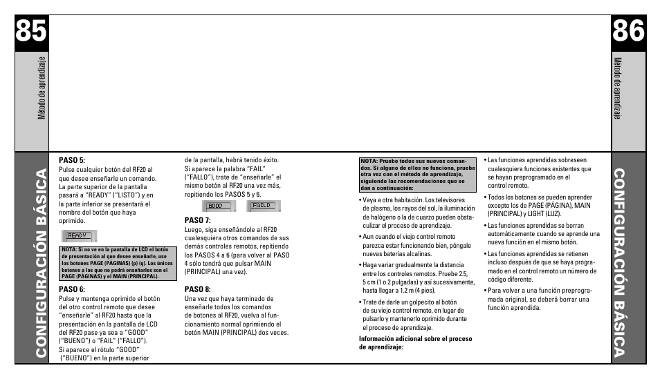 Configuración básica | Universal Remote Control (URS) RFS200 User Manual | Page 45 / 61