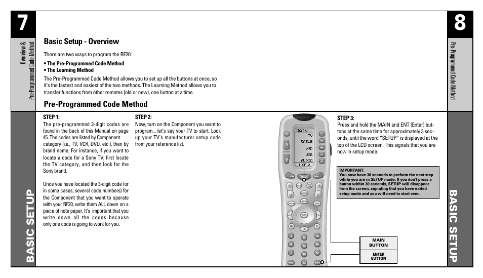 Basic setup | Universal Remote Control (URS) RFS200 User Manual | Page 5 / 61