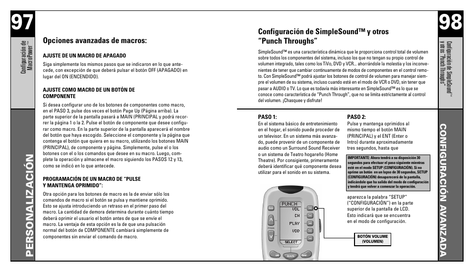 Personalización | Universal Remote Control (URS) RFS200 User Manual | Page 51 / 61