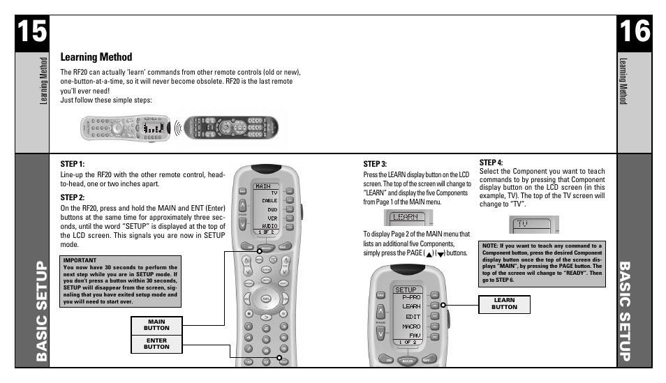 Basic setup | Universal Remote Control (URS) RFS200 User Manual | Page 9 / 61