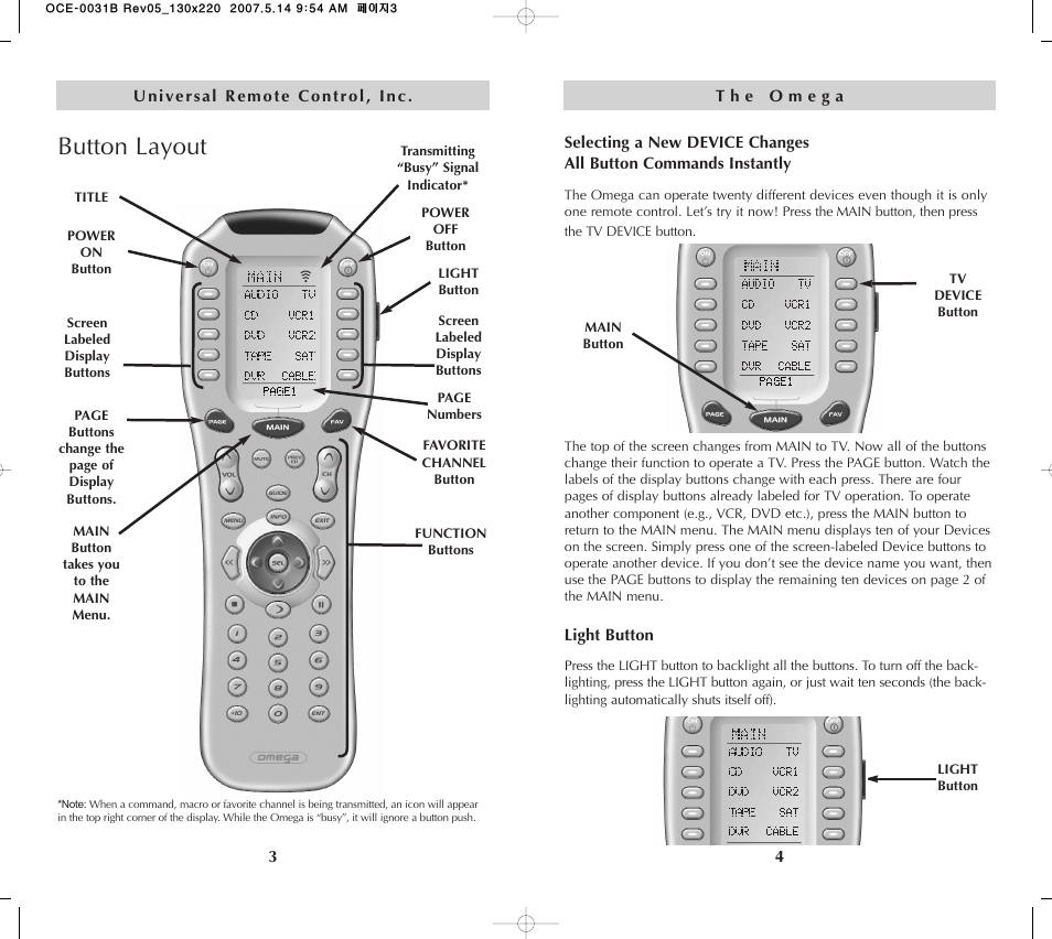 Button layout | Universal Remote Control (URS) MX-650 User Manual | Page 3 / 32