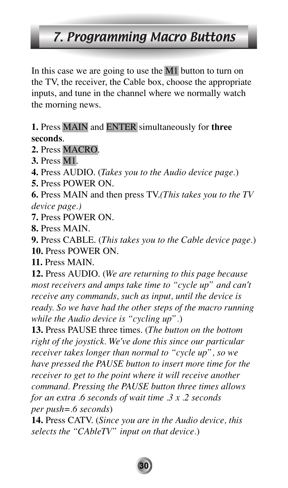 Programming macro buttons | Universal Remote Control (URS) MX-600 User Manual | Page 31 / 80