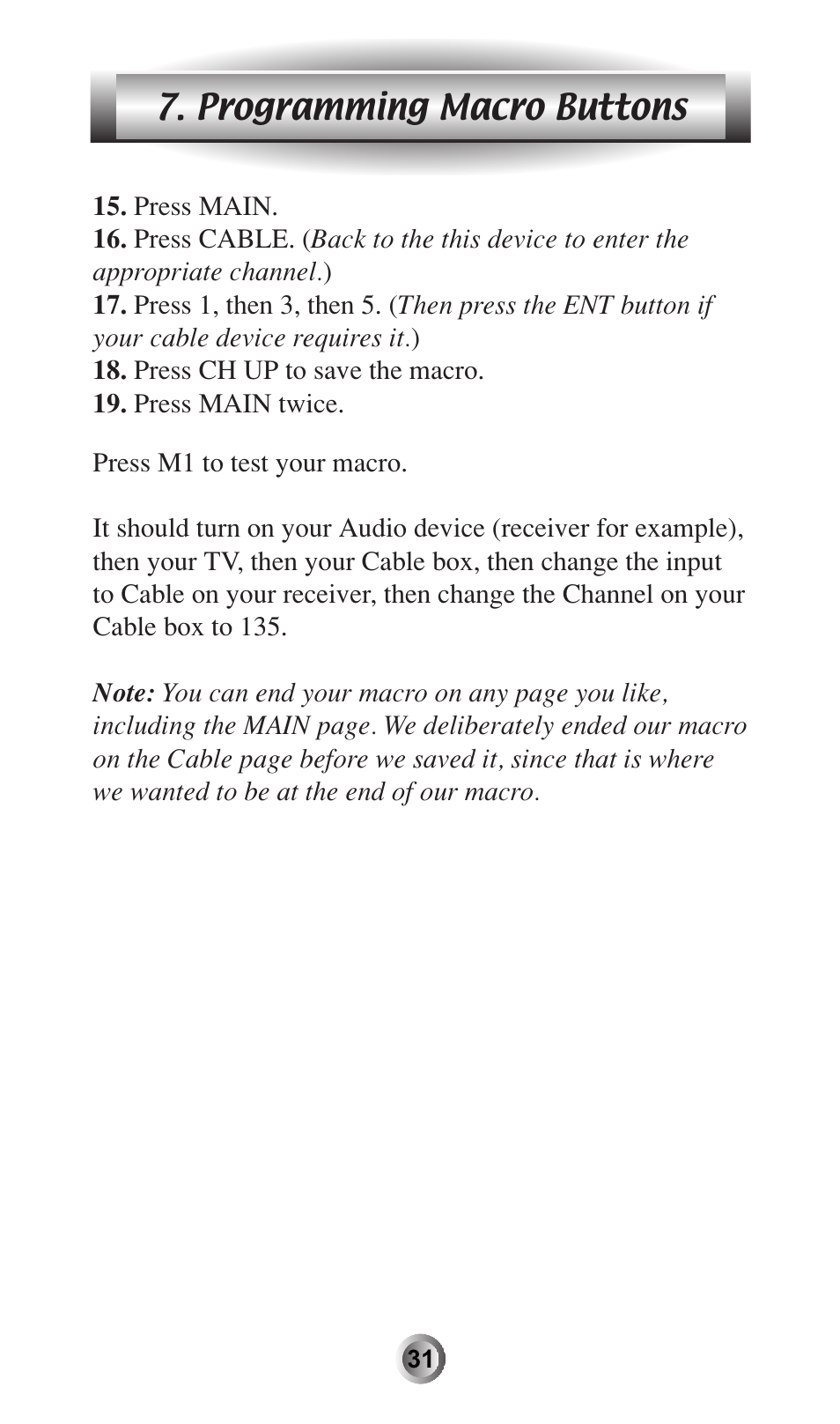 Programming macro buttons | Universal Remote Control (URS) MX-600 User Manual | Page 32 / 80