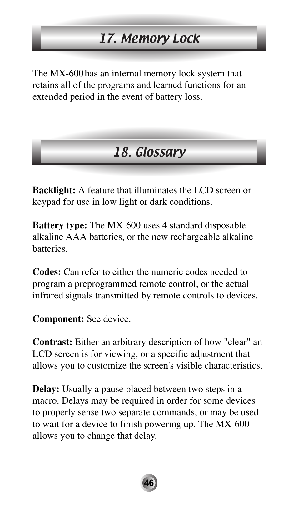 Universal Remote Control (URS) MX-600 User Manual | Page 47 / 80