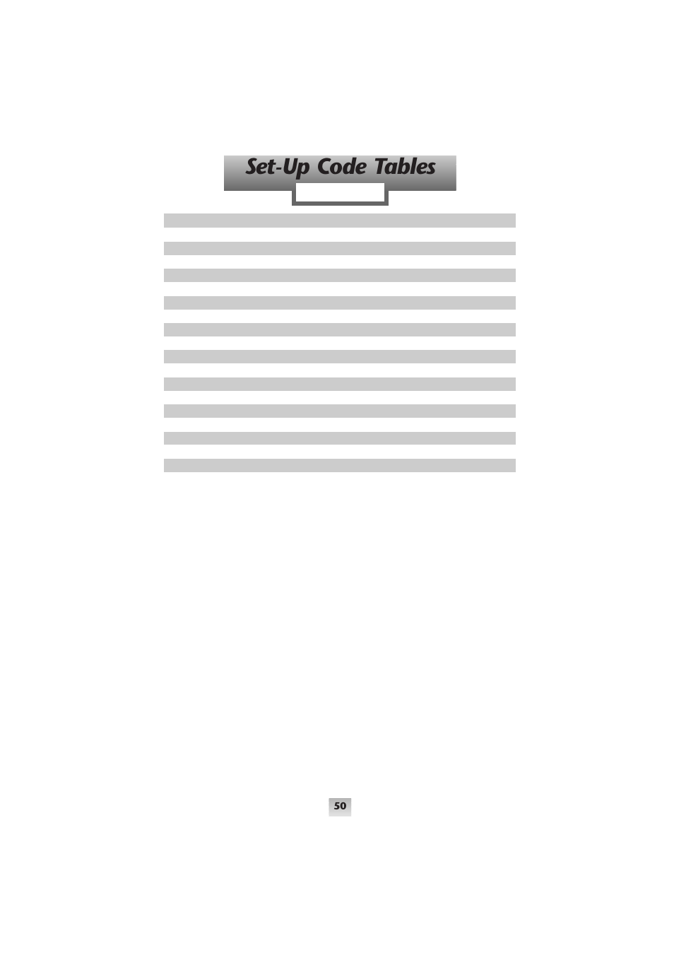 Set-up code tables | Universal Remote Control (URS) SL-8000 User Manual | Page 49 / 54