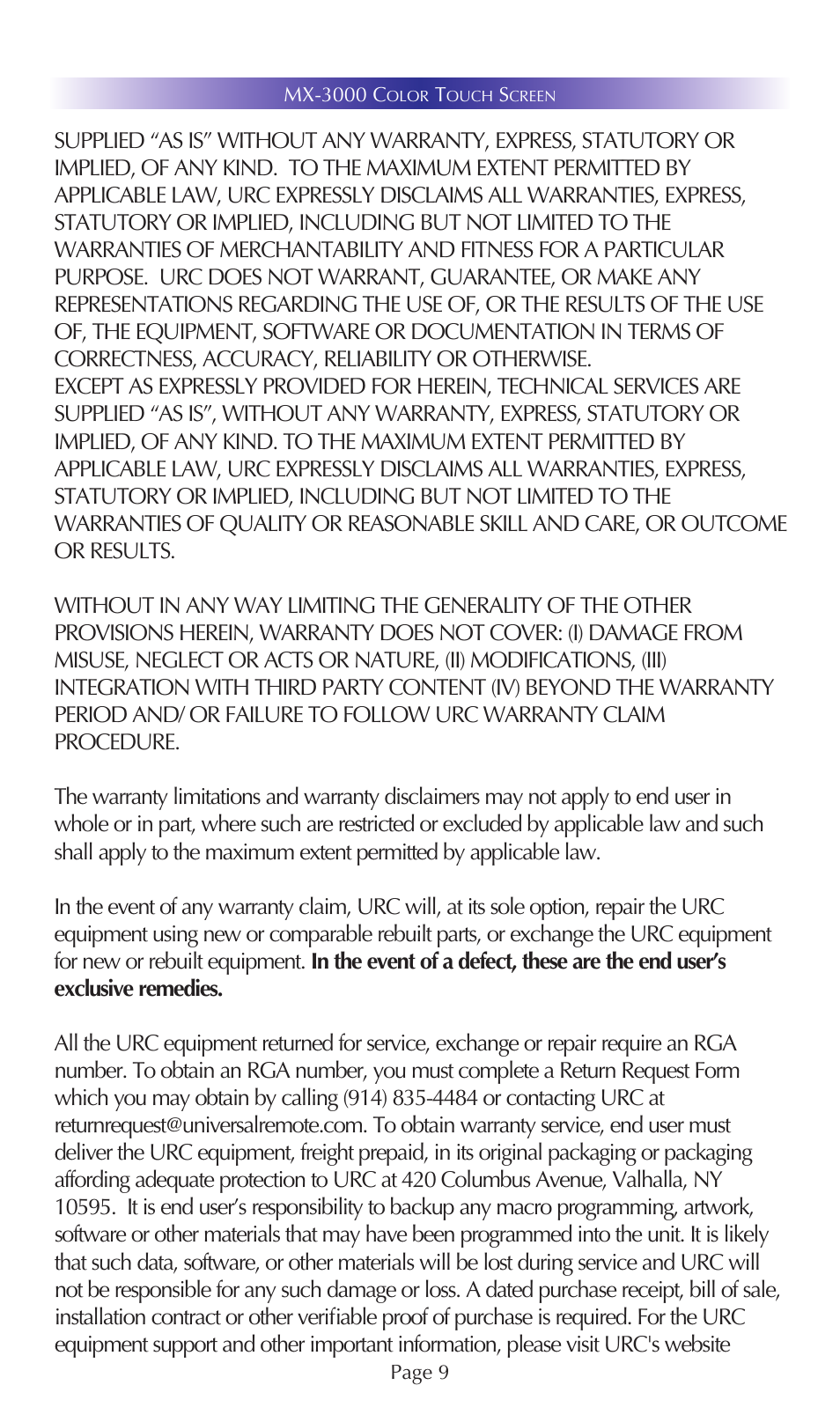 Universal Remote Control (URS) MX-3000 User Manual | Page 12 / 19