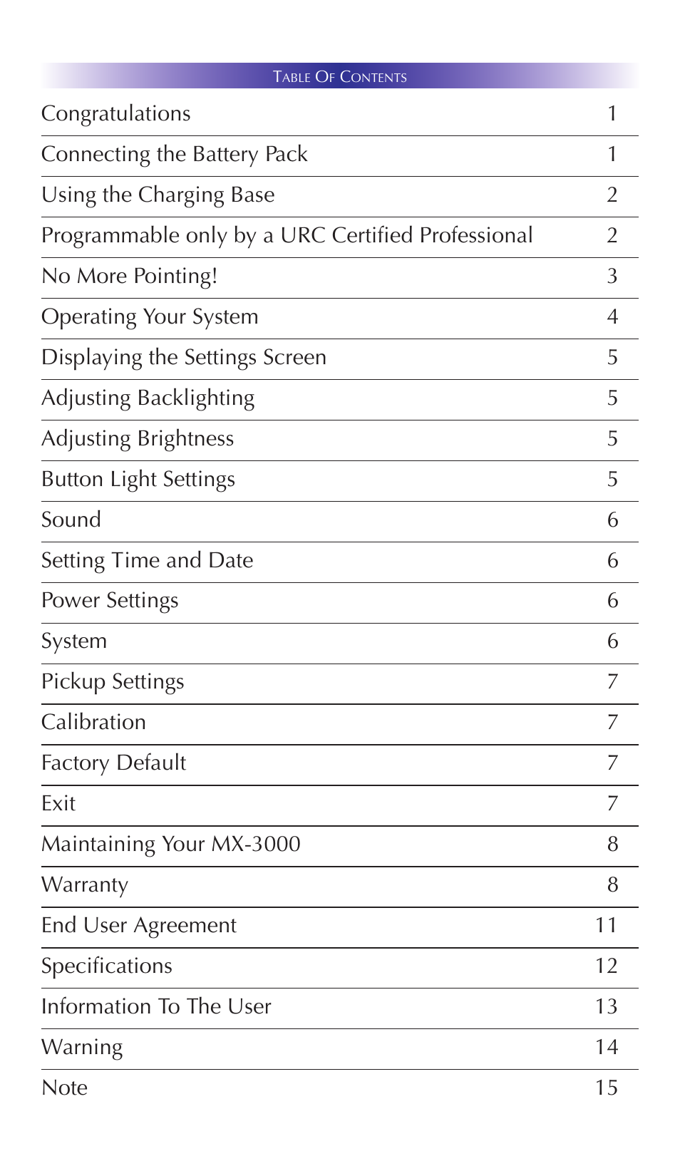Universal Remote Control (URS) MX-3000 User Manual | Page 3 / 19